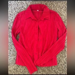Women's Red Button-Up Top